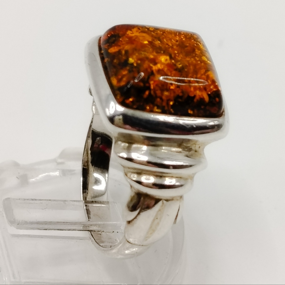 Vintage Baltic Amber Silver Ring - image 6